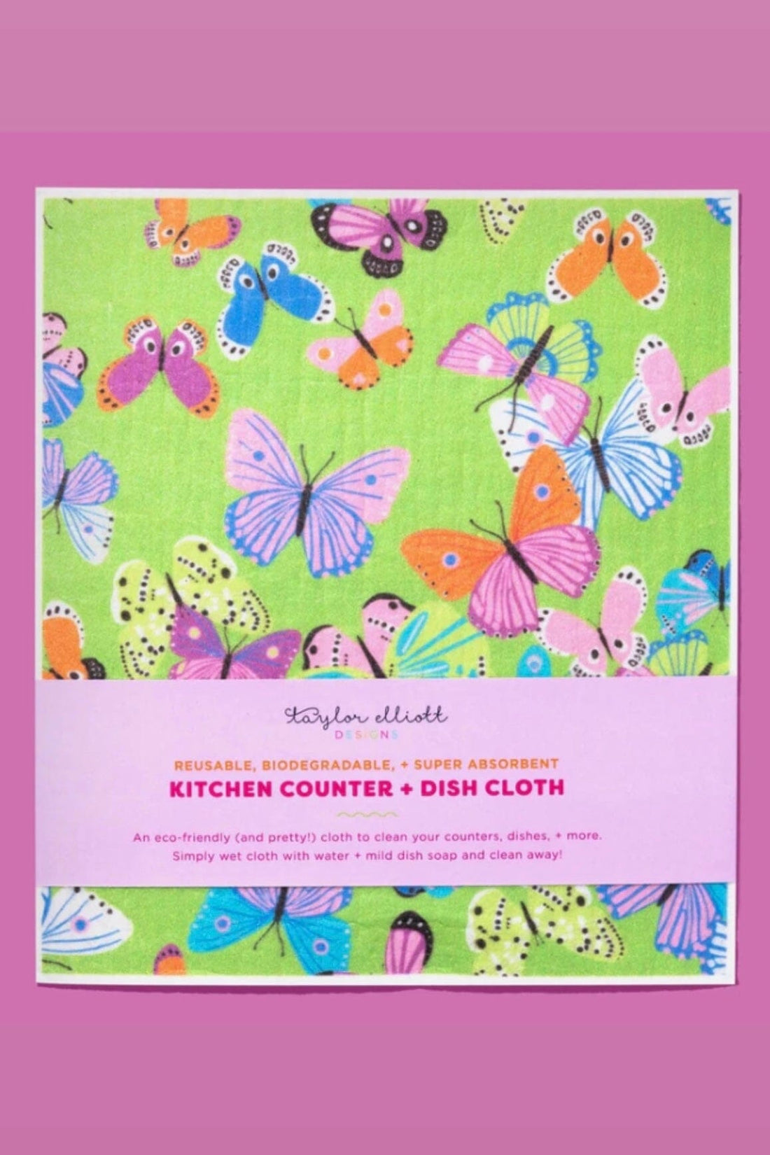 Biodegradable Dish Cloth GIFT/OTHER TAYLOR ELLIOTT DESIGNS BUTTERFLIES