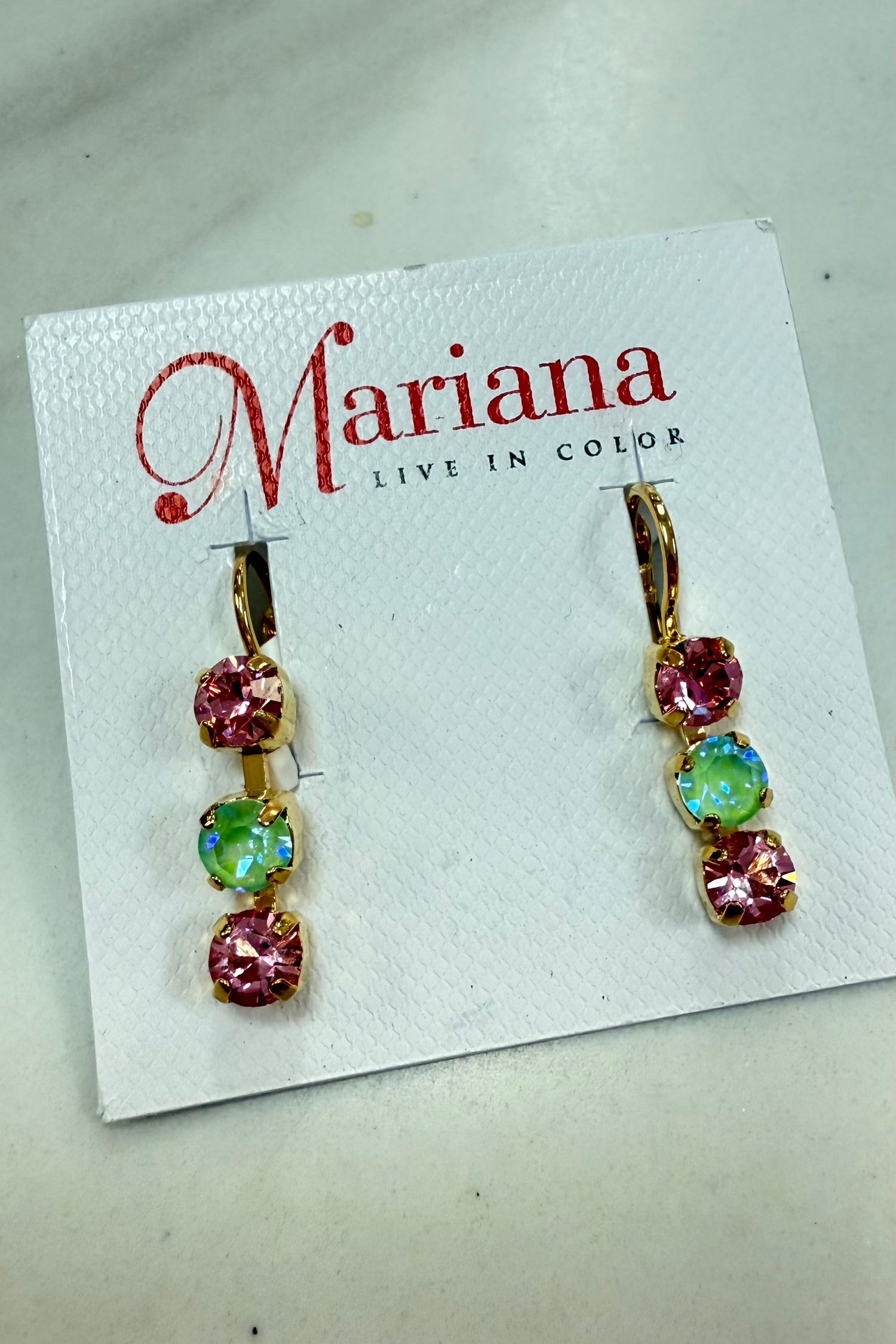 Petite 3 Stone Earrings in &quot;Parasol&quot; in Yellow Gold BETTERBRANDJEWELRY Mariana 