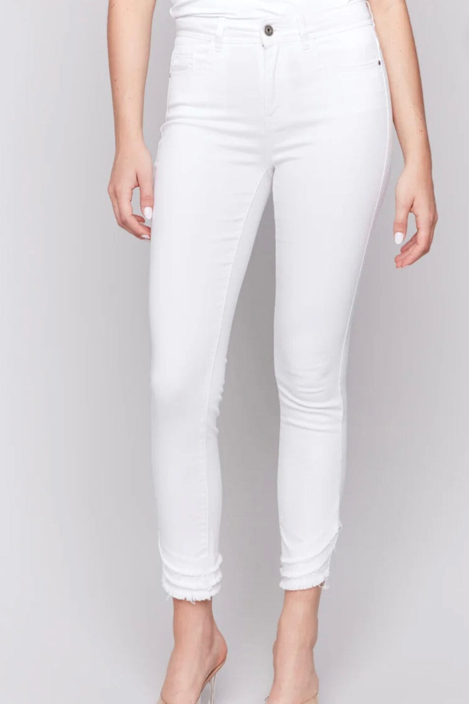 Frayed Hem Twill Pants BOTTOMS Charlie B 