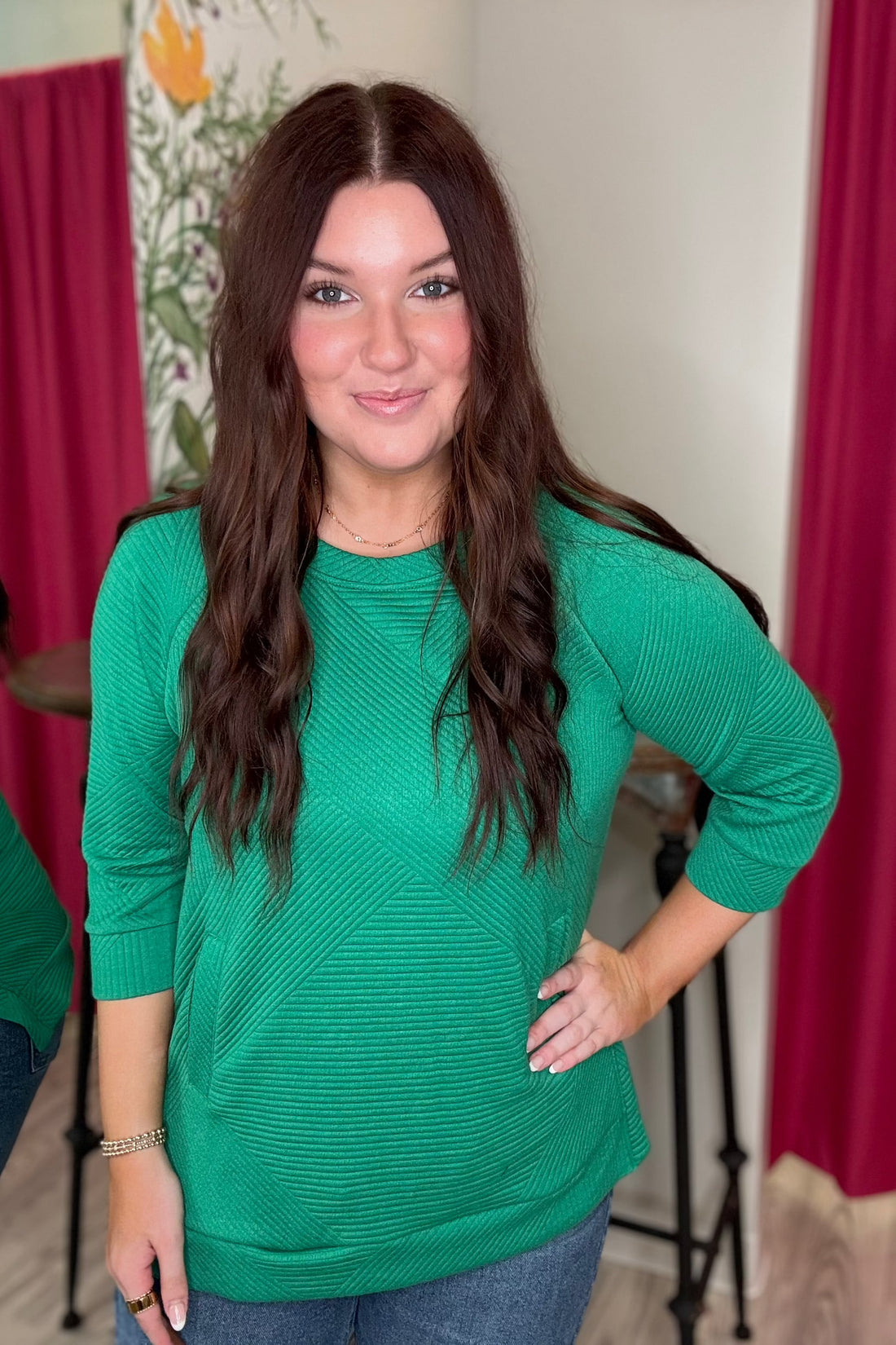 3/4 Sleeve Tunic with Pockets MISSY TOP SPECIAL TRIBAL