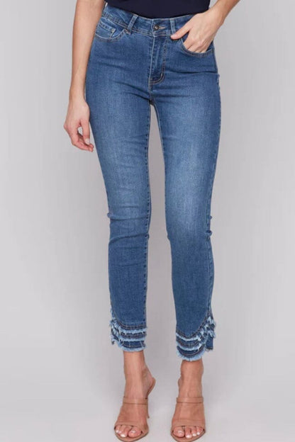 Frayed Hem Denim Pants BOTTOMS Charlie B 