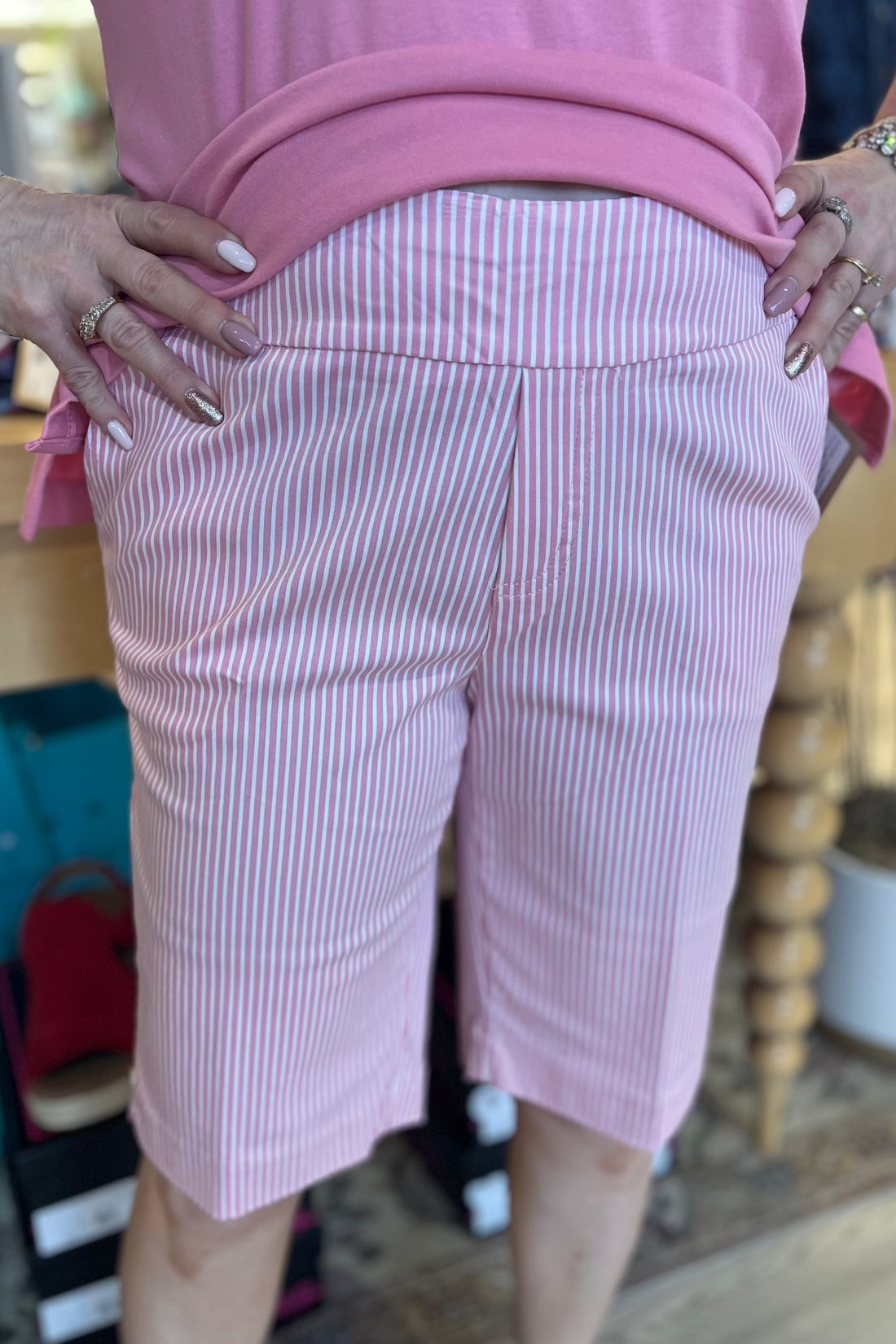 Pull On Striped Shorts with Pockets BOTTOMS SOUTHERN LADY