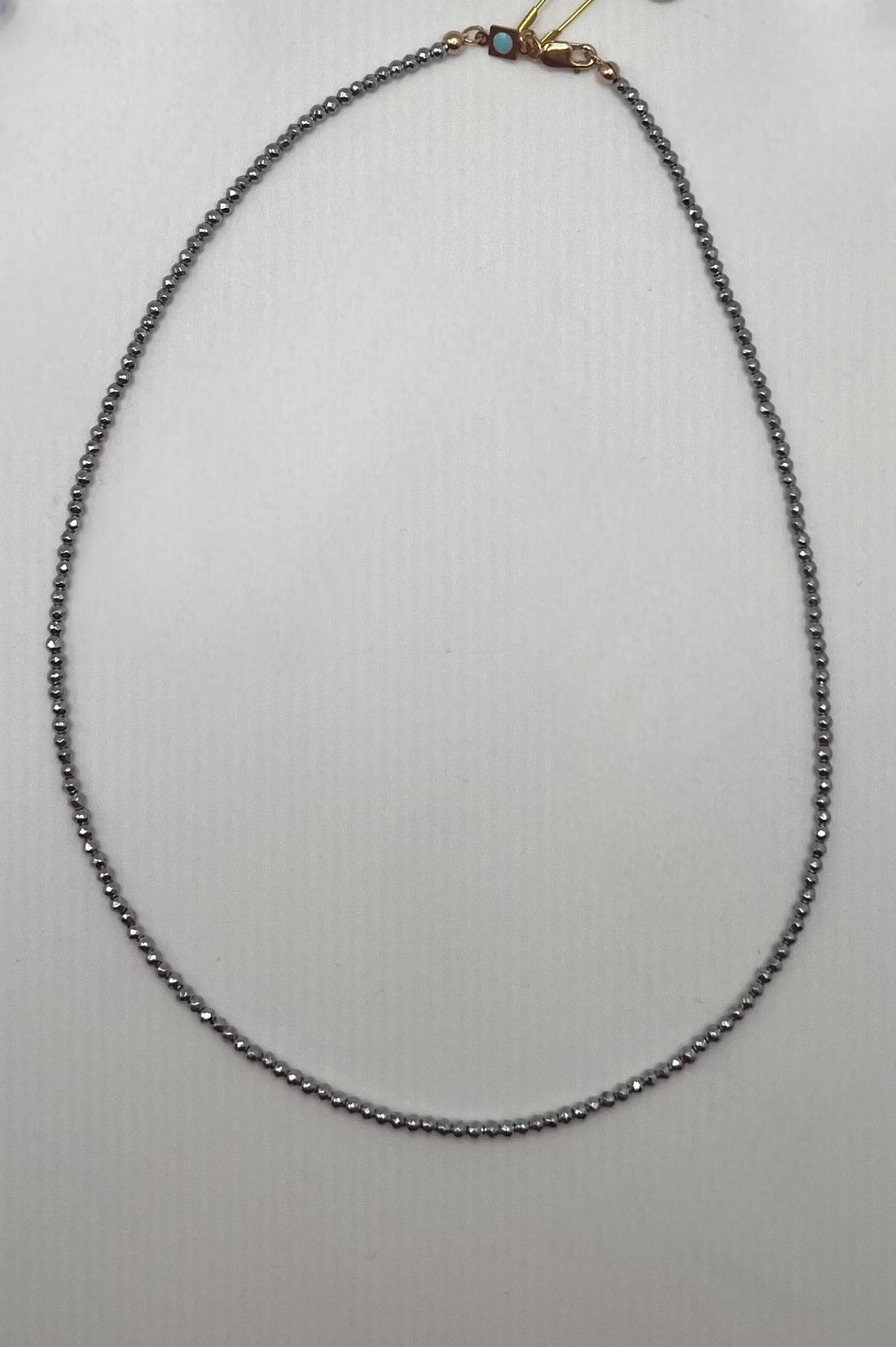 15&quot; Chocker Silver Faceted Hematite 2mm Beaded Necklace JEWELRY ENEWTON 