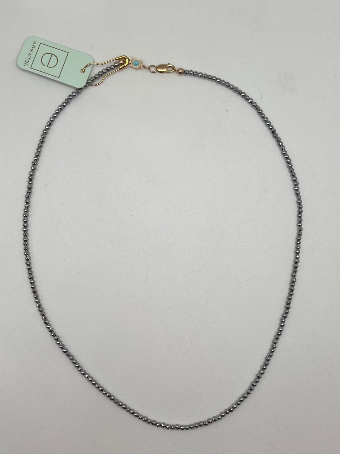 17&quot; Chocker Silver Faceted Hematite 2mm Beaded Necklace JEWELRY ENEWTON 