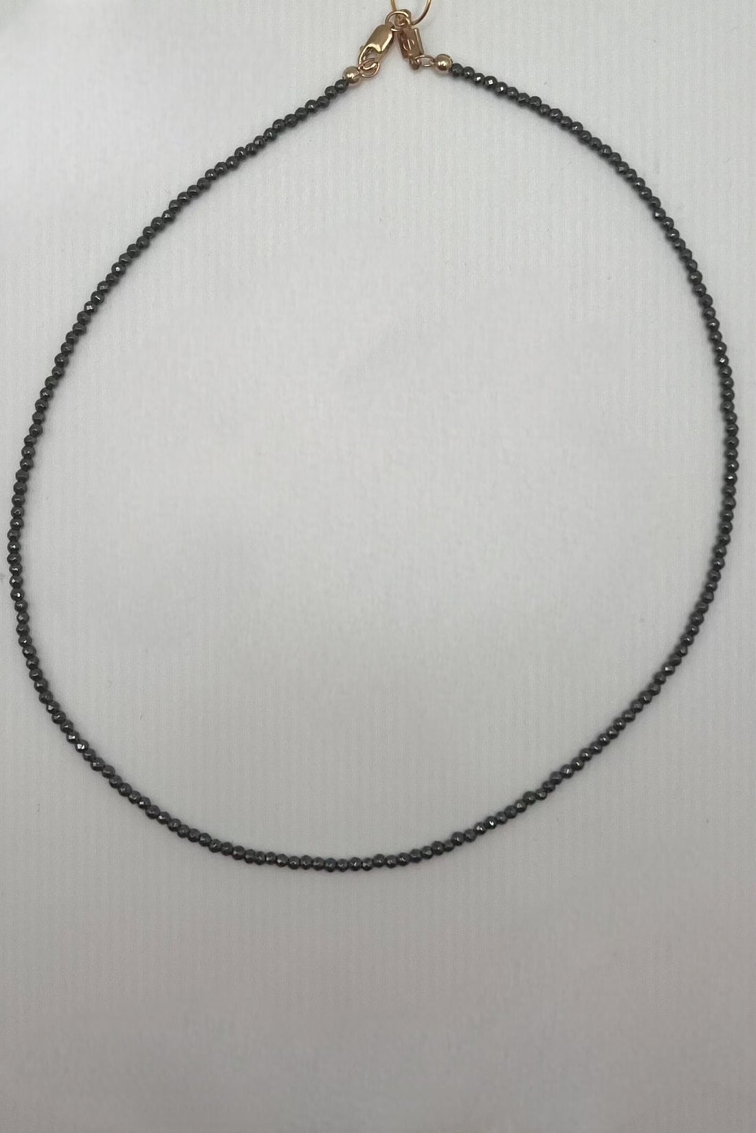 15&quot; Chocker Silver Faceted Hematite 2mm Beaded Necklace JEWELRY ENEWTON 