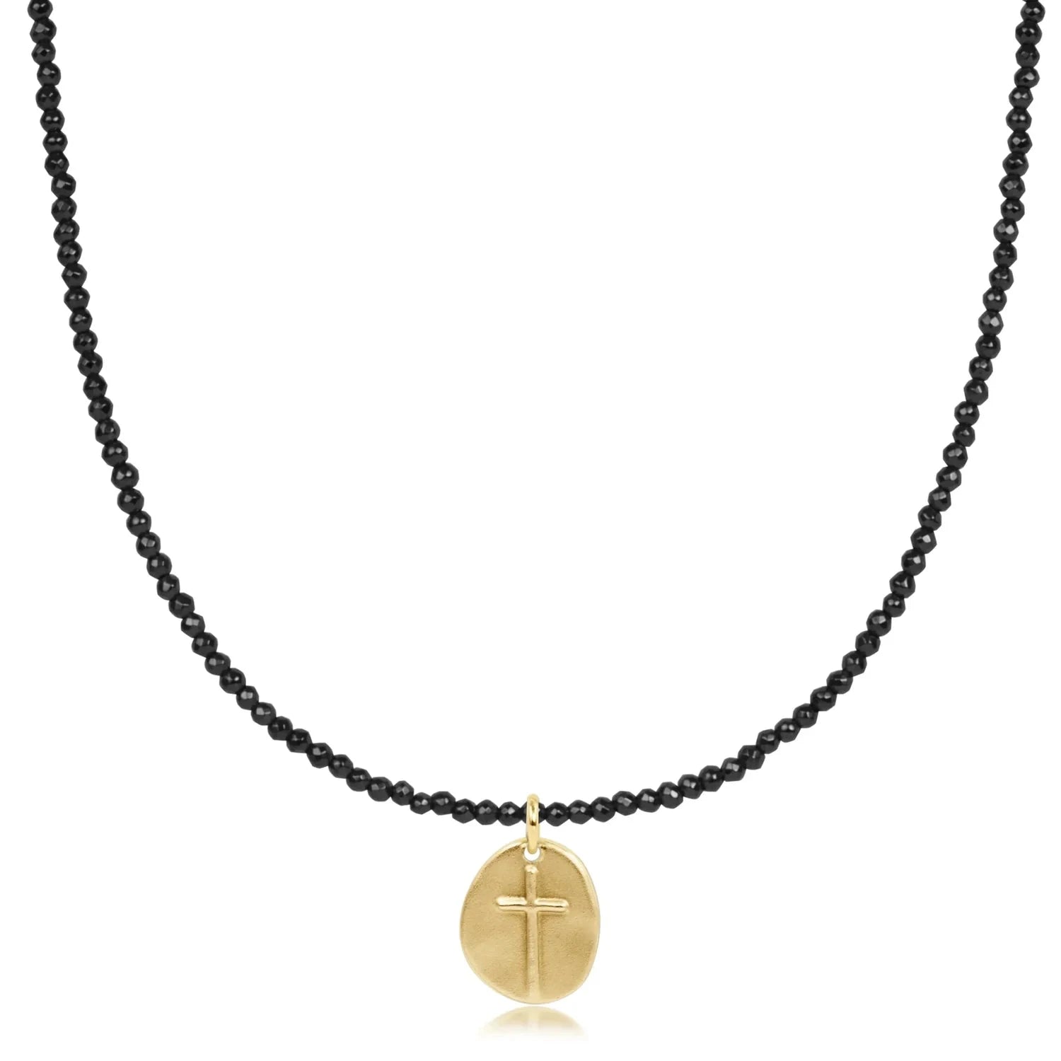 Enewton 17" Choker Faceted Hematite 2mm Inspire Gold Charm Beaded Necklace JEWELRY ENEWTON 