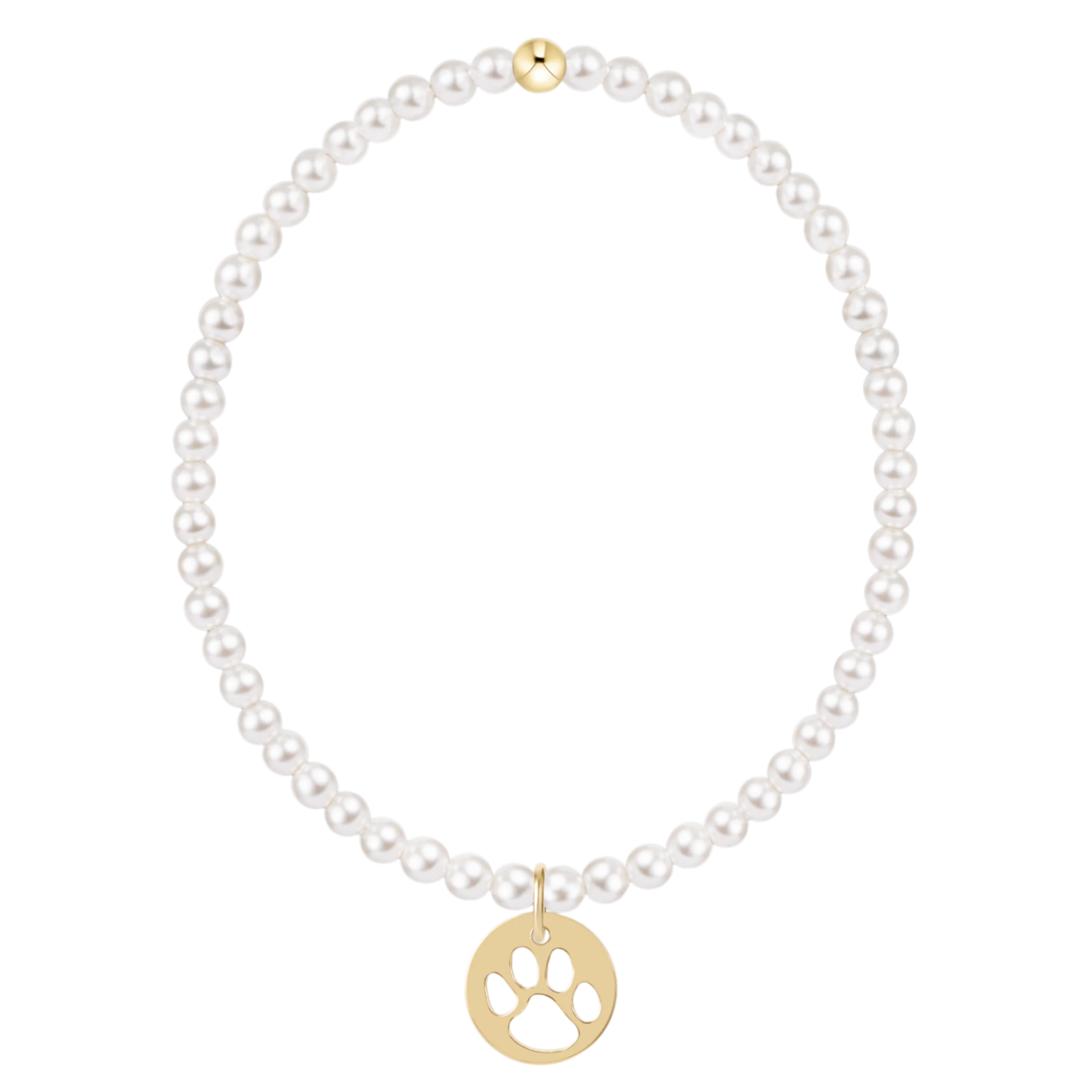 Enewton Classic Pearl 3mm Bracelet - Paw Print Gold Disc