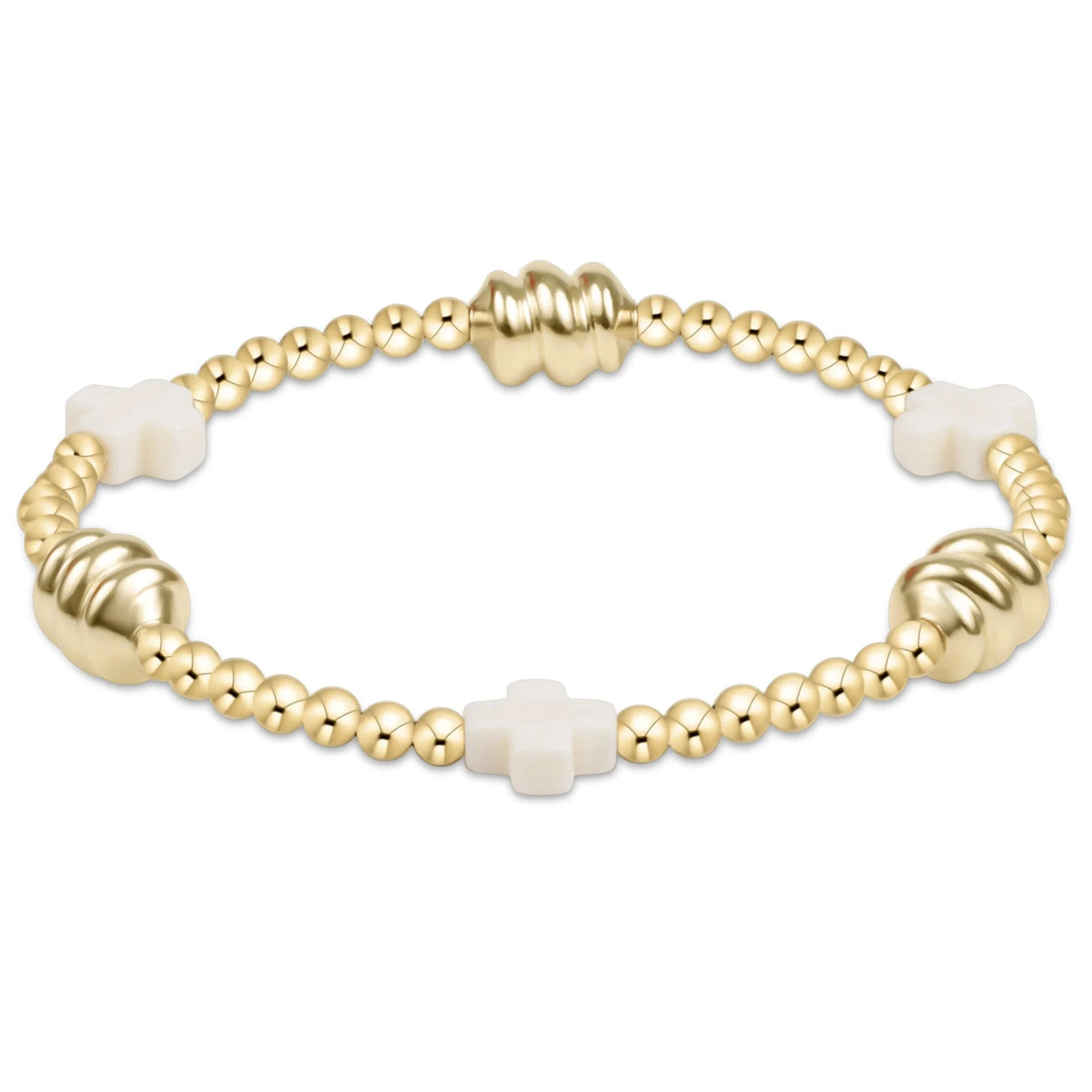 Enewton Signature Cross Off-White & Admire Gold 3mm Gold Bracelet JEWELRY:~~Unassigned~~ ENEWTON 