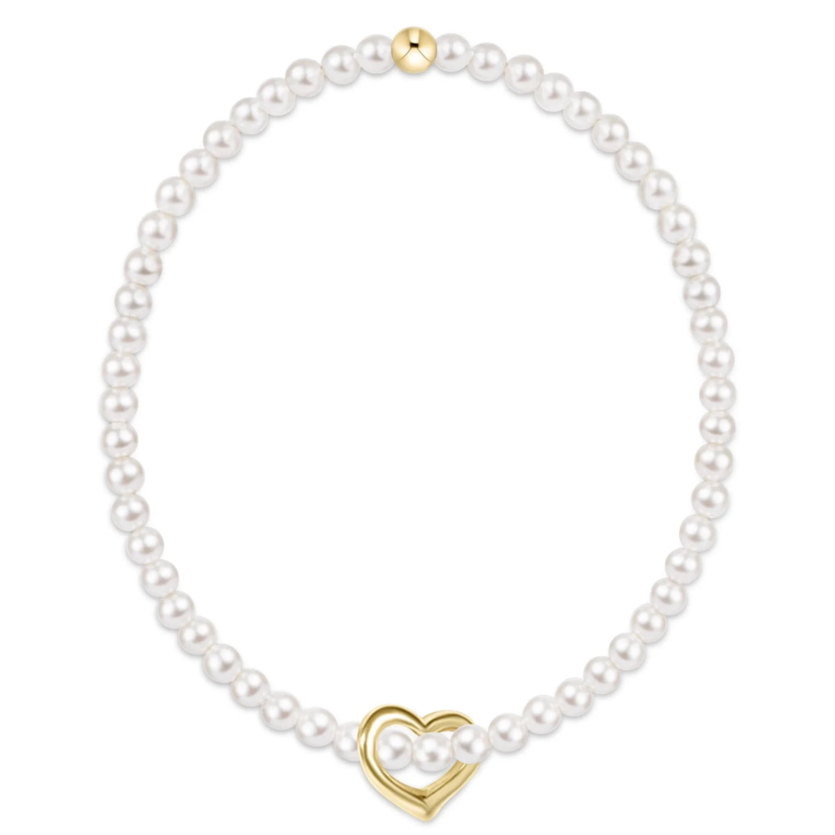 Enewton Classic Pearl 3mm Bracelet - Love Gold Charm JEWELRY:~~Unassigned~~ ENEWTON 