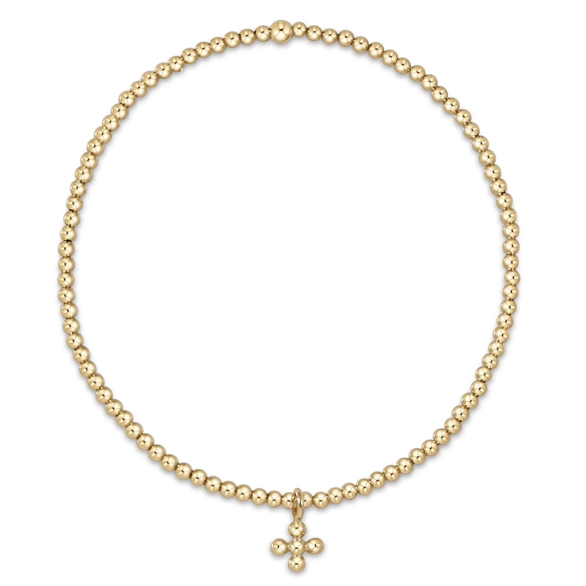 Enewton Classic Gold 2mm Bracelet - Beaded Signature Cross Small Gold Charm JEWELRY:~~Unassigned~~ ENEWTON 