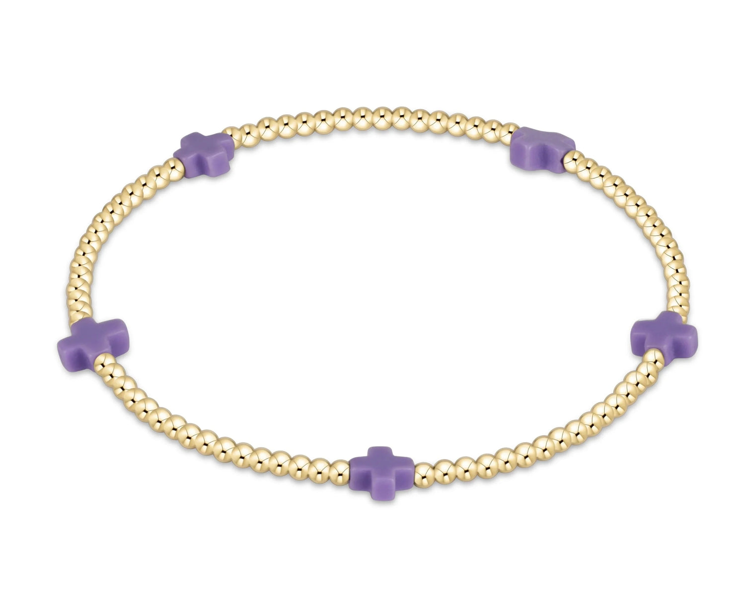 Enewton E Girl Signature Cross Small Gold Pattern 2mm Bead Bracelet- Purple GIFT/OTHER ENEWTON 
