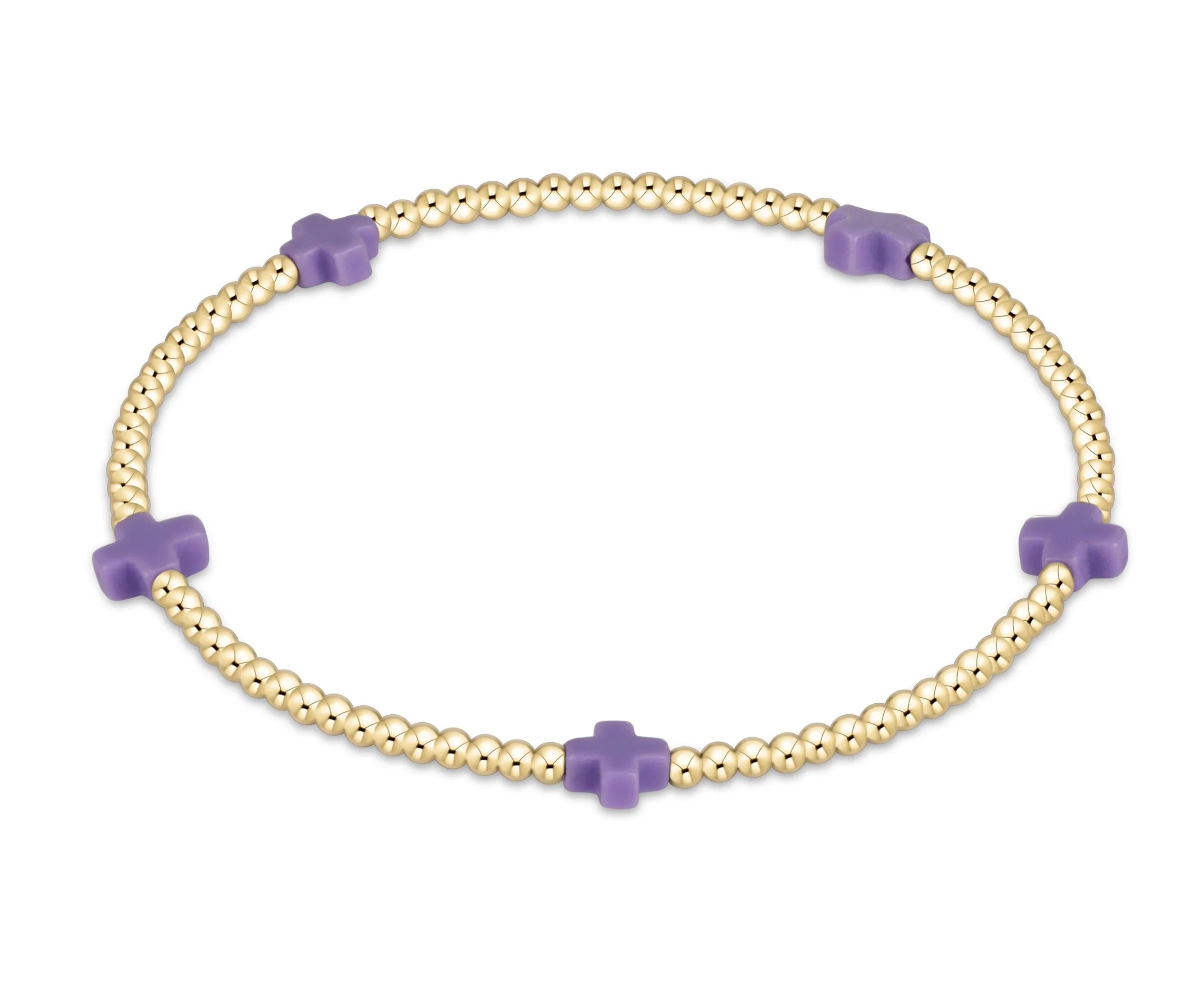 Enewton E Girl Signature Cross Small Gold Pattern 2mm Bead Bracelet- Purple GIFT/OTHER ENEWTON 