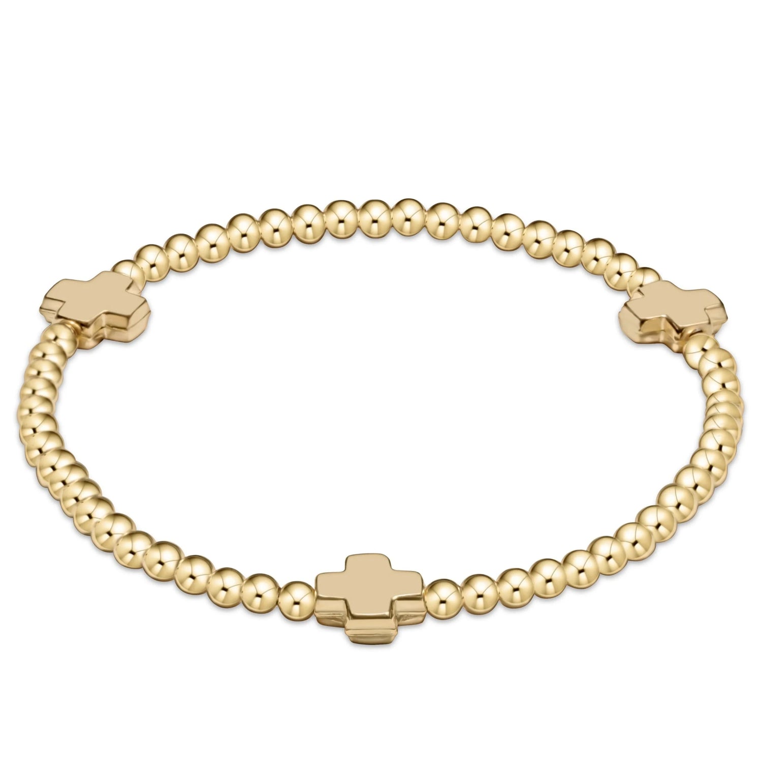 Enewton Extended Signature Cross Gold Pattern 3mm Bead Bracelet-Gold JEWELRY ENEWTON 