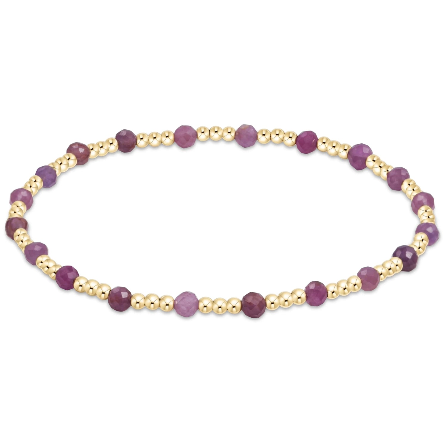 Enewton Gemstone Gold Sincerity Pattern 3mm Bead Bracelet- Ruby JEWELRY ENEWTON 