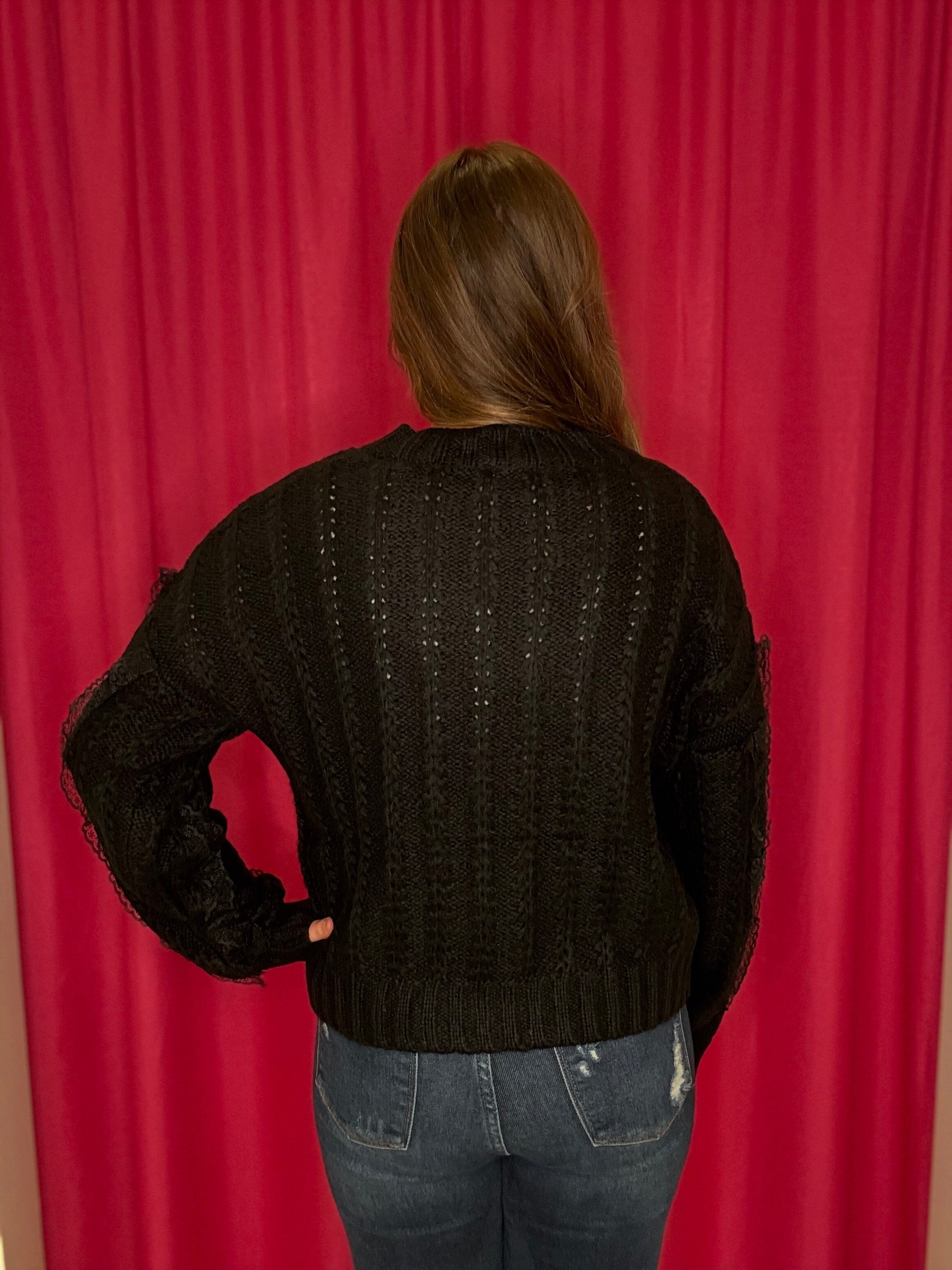Long Sleeve Sweater w/Lace Detail SWEATER VERYJ 