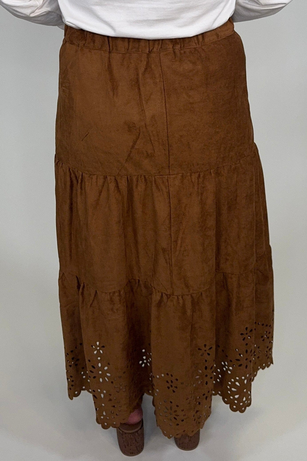 Laser Cut Hem Faux Suede Skirt BOTTOMS:~~Unassigned~~ VERYJ 