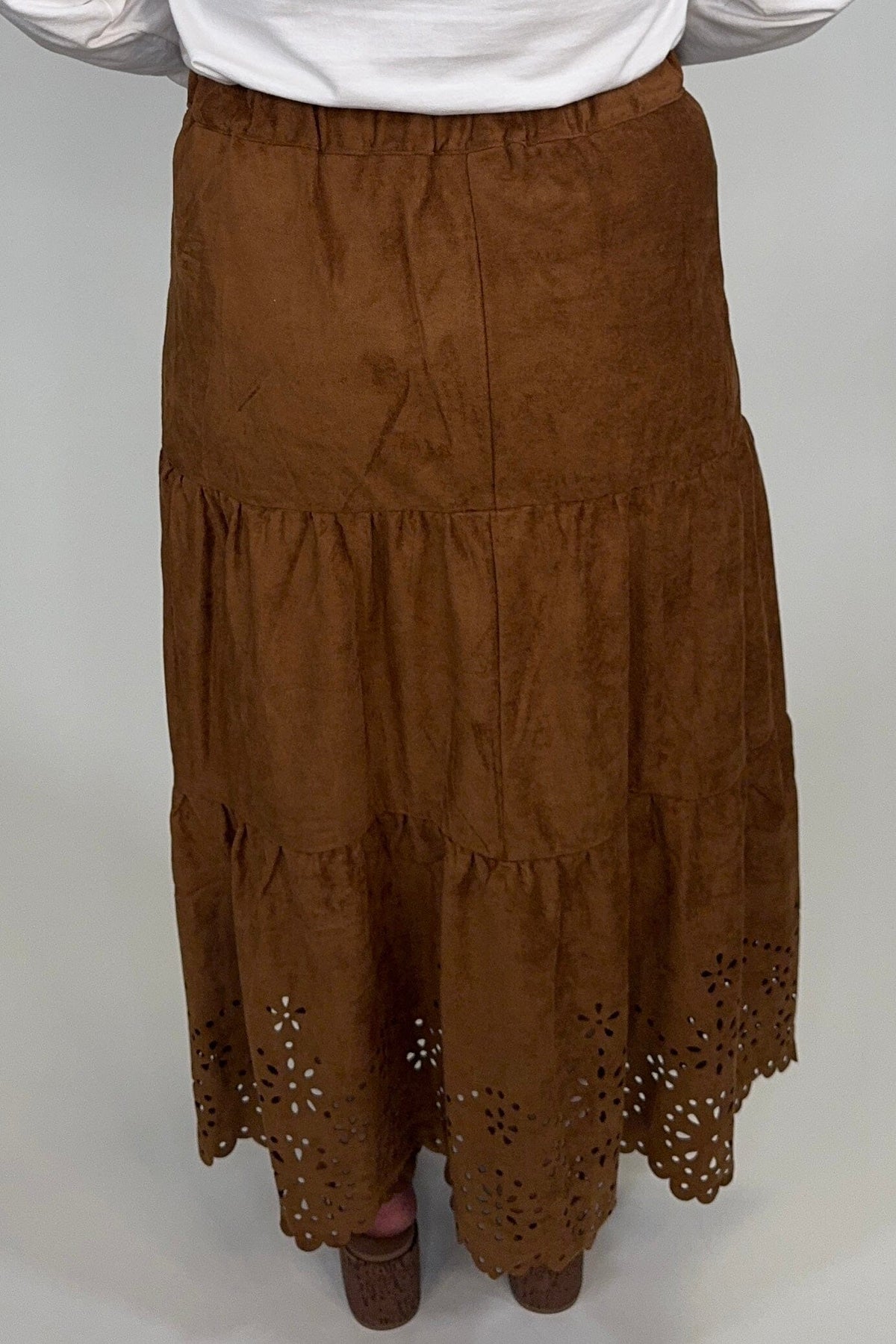 Laser Cut Hem Faux Suede Skirt BOTTOMS:~~Unassigned~~ VERYJ 